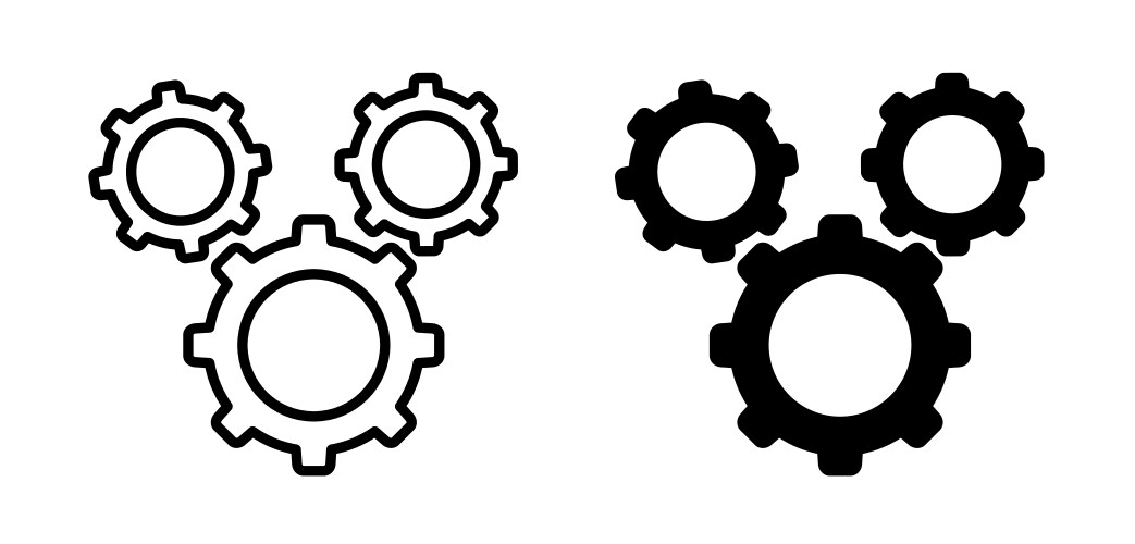 Gear icon set engine cogwheel symbol industry Vector Image