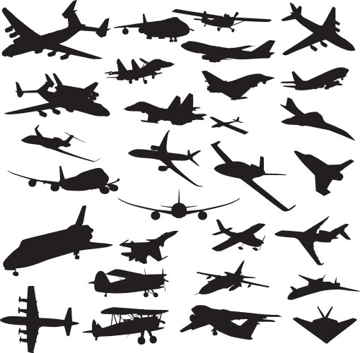 Plane Silhouettes Collection Vector Image
