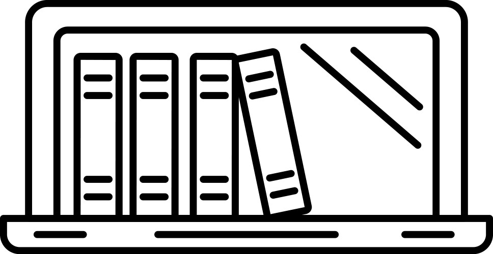 Laptop book library icon outline style vector image