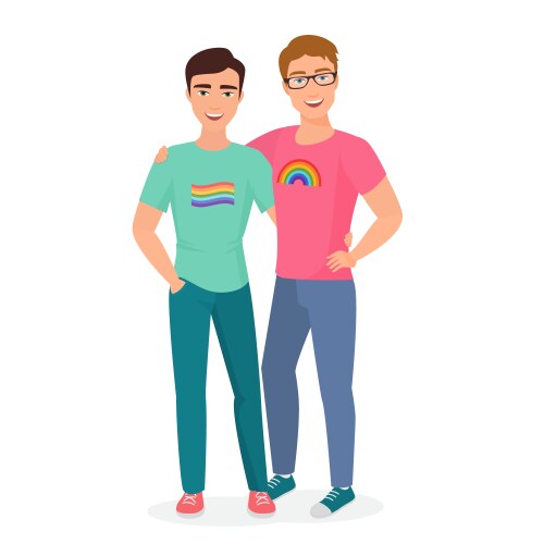 gay couple posing and hugging together two vector image