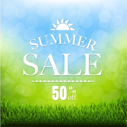 summer sale poster with grass border vector image