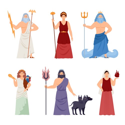 Olympic greek antique gods characters set flat Vector Image