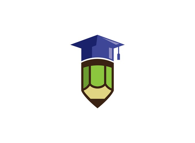 Graduation hat pen logo design Vector Image