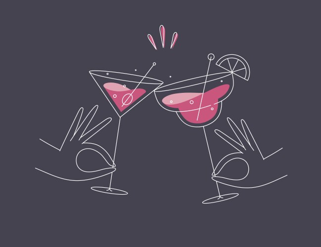 hand holding margarita and manhattan cocktails vector