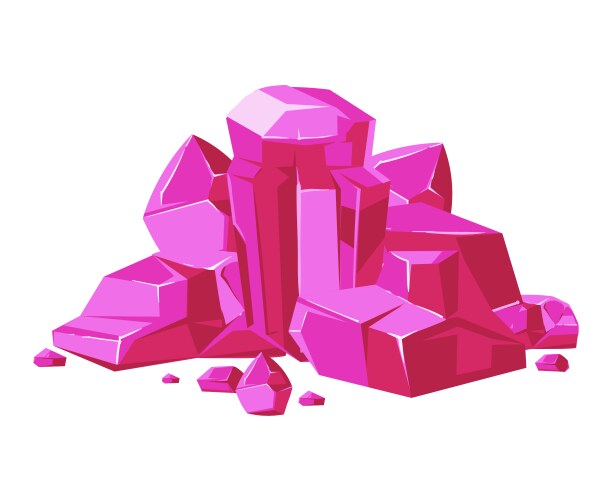Pink crystals white background for mobile vector image
