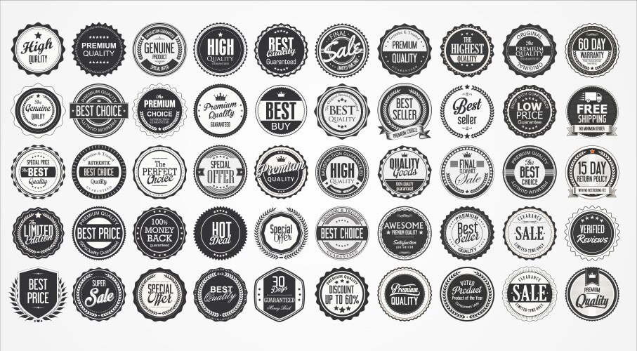 retro vintage badges and labels collection vector