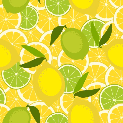 Lemon branch seamless pattern citrus fruit Vector Image
