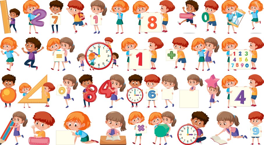 Diverse children set on white background Vector Image