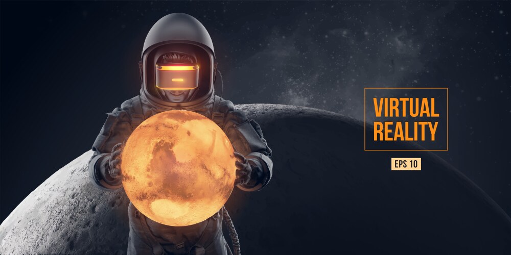 Astronaut VR Headset - Mars Theme Vector Image