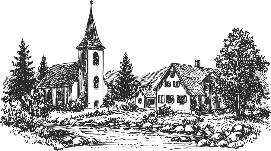 Quaint Village Sketch Vector Image