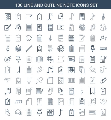 100 note icons vector image