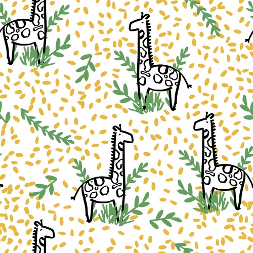 Giraffe safari seamless repeat pattern design Vector Image