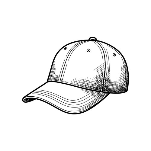 Detailed Baseball Cap Sketch Vector Image