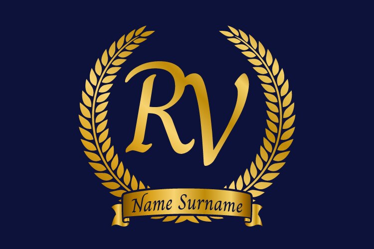 Initial letter r and v rv monogram logo design Vector Image