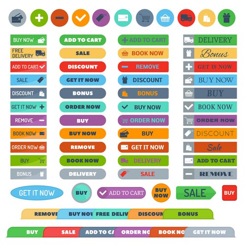 Shop Uibutton Vector Shop buttons icon (9618099) – Royalty-Free Vector | VectorStock