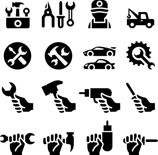 tools icon set vector image