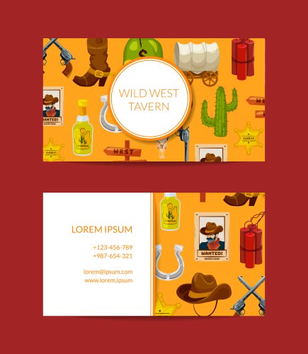 Cartoon wild west business card design vector image