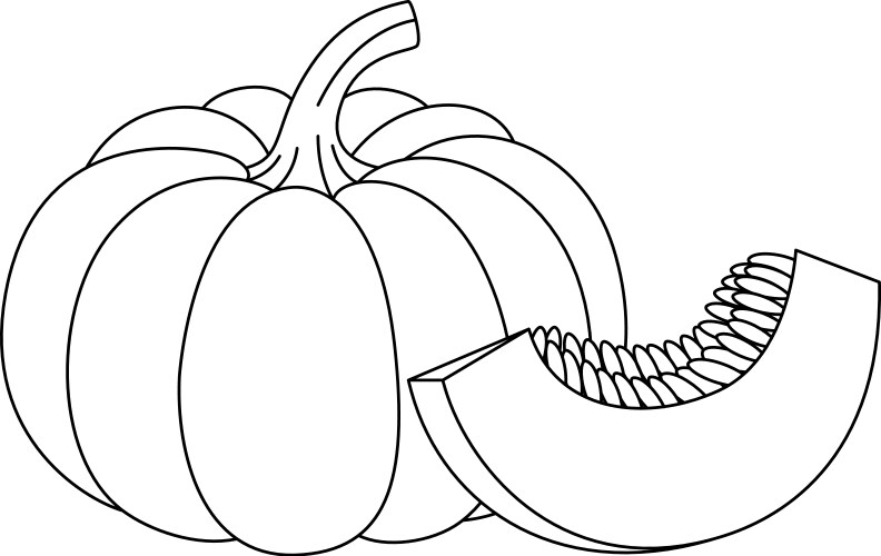 Pumpkin outline coloring page for kids Royalty Free Vector
