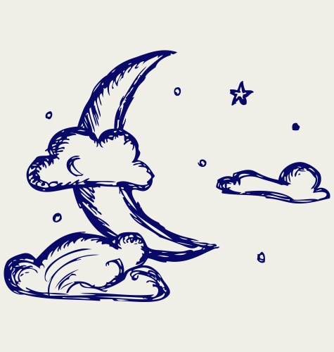 Crescent Moon Sketch Vector Image