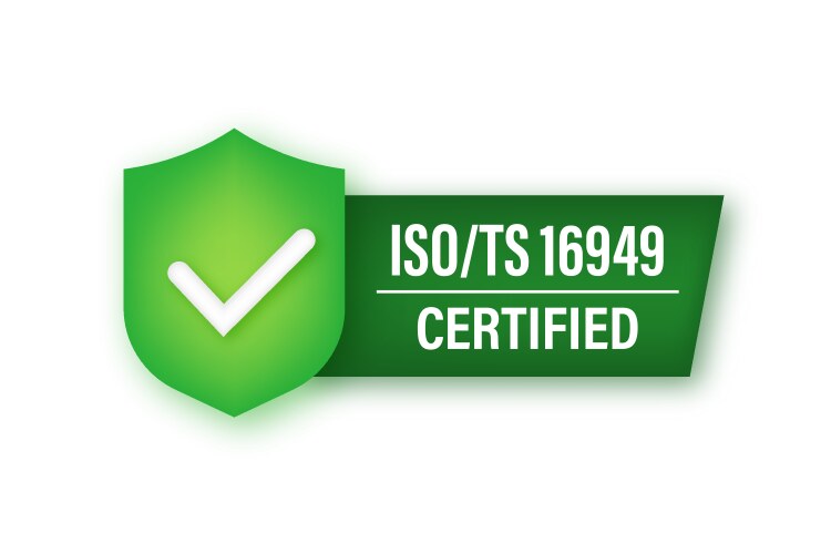 iso ts 16949 certified badge neon icon vector