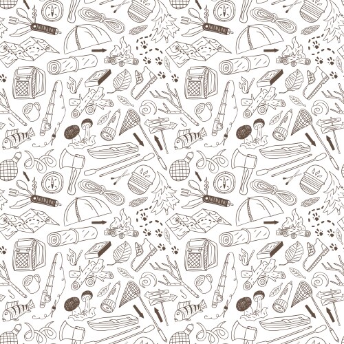 Camping Seamless Pattern Vector Image