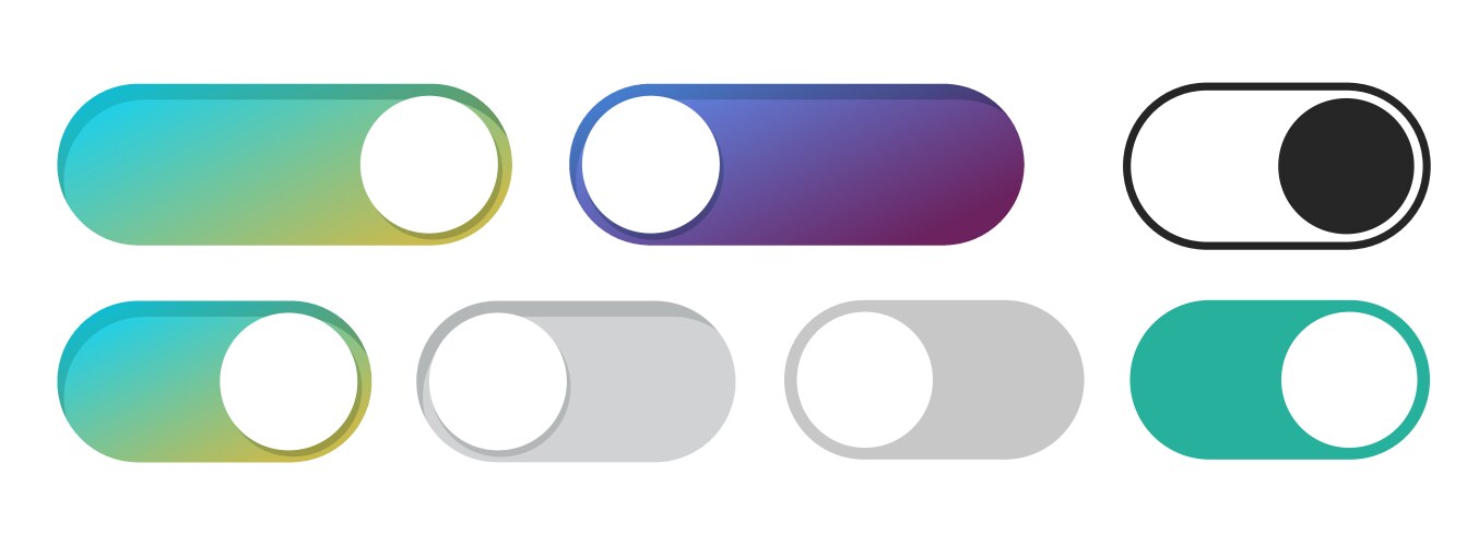 Toggle switch button ui interface element turn vector image
