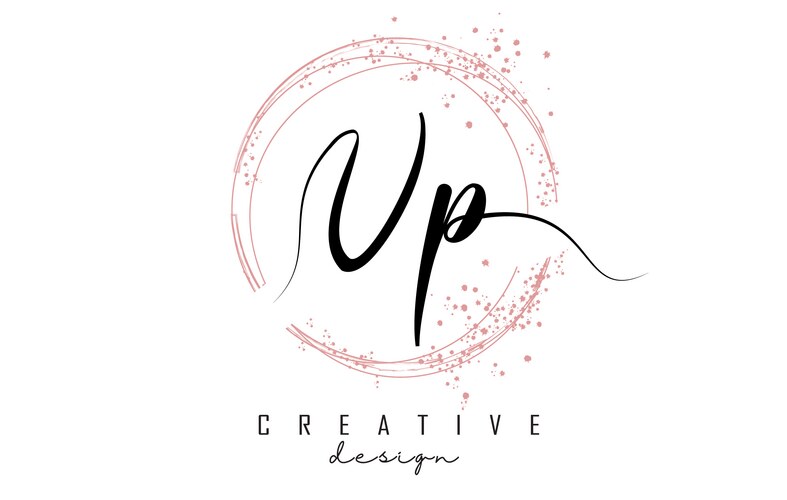 Handwritten vp v p letter logo with sparkling Vector Image