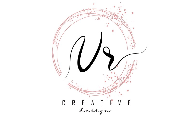 Handwritten vr v r letter logo with sparkling Vector Image