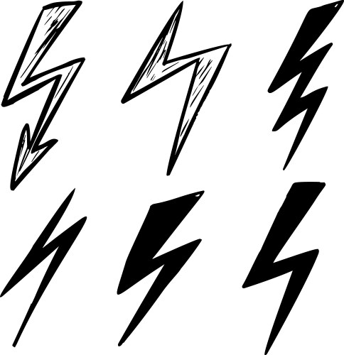 Set hand drawn lightning icons design element Vector Image