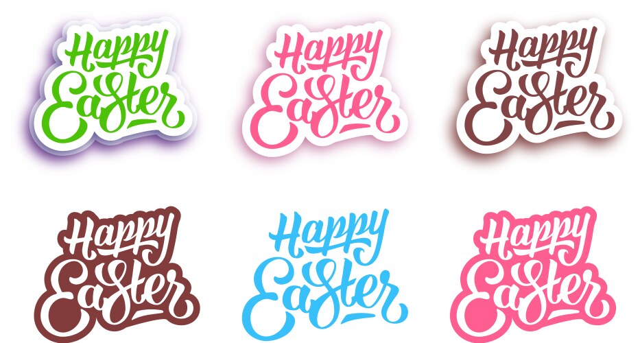 Happy easter lettering and white paper egg Vector Image
