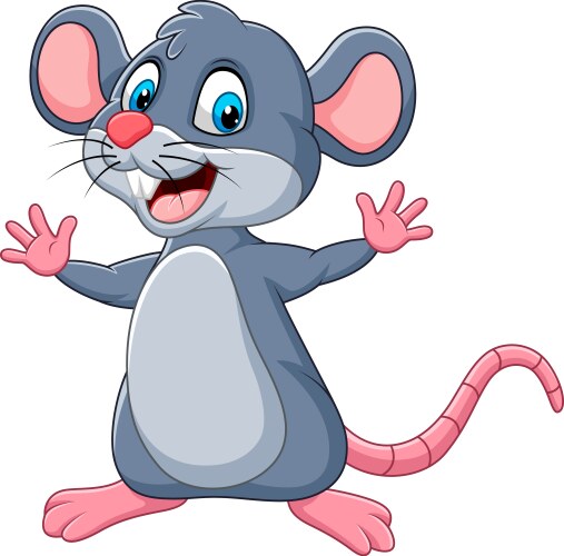 cartoon happy mouse waving vector image vector image