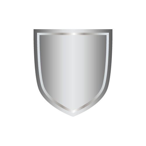 silver shield shape icon 3d gray emblem sign vector image