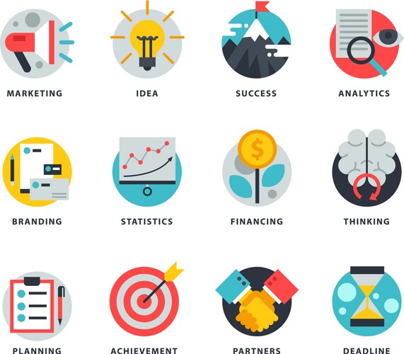 Lean startup strategy flat line concept spot pack – Royalty-Free Vector ...