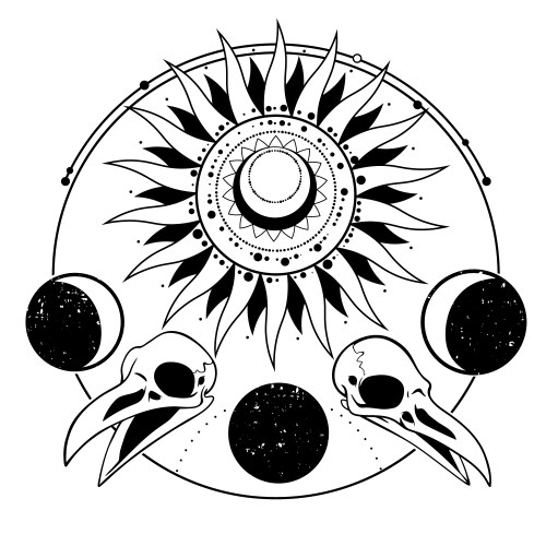Dark Alchemy Sun & Moon Ritual Vector Image
