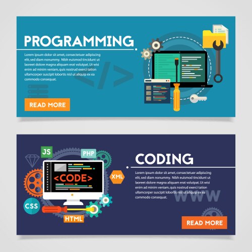 Programming and coding concept banners vector image