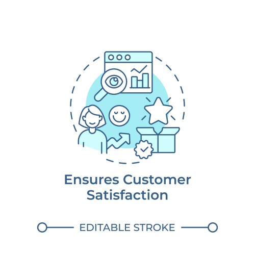 Ensures customer satisfaction soft blue concept vector image