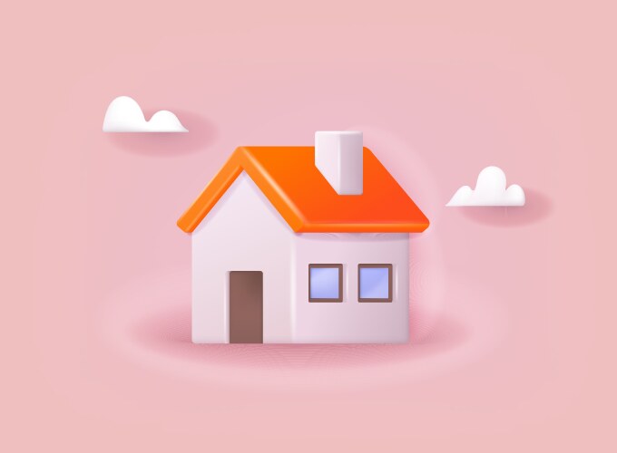 Minimal home icon and logo 3d web vector image