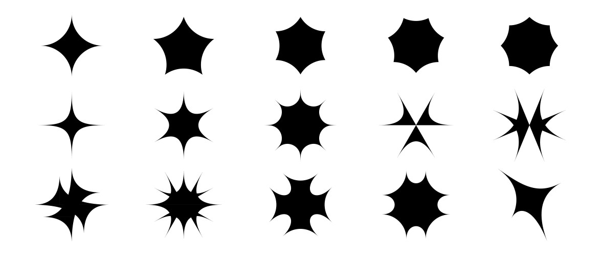 black star and sparkle shapes set retro bling vector image