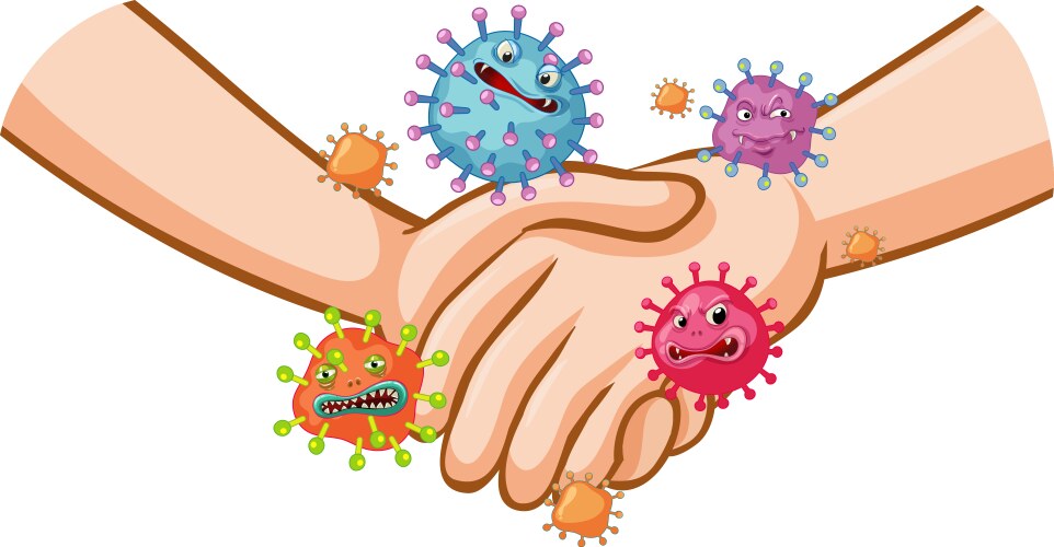 Coronavirus poster design with handshake Vector Image