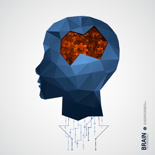 Creative brain background with triangular grid vector image
