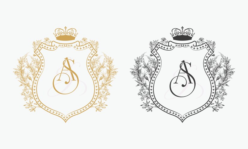 Sk ks initial wedding crest logo monogram Vector Image