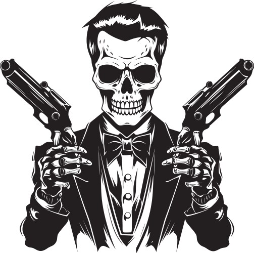 Rifle renegades gunslinging skeleton icon skele Vector Image