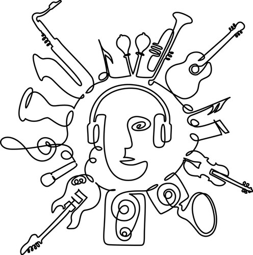 Musical instruments round shape silhouettes Vector Image