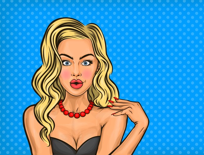 pop art surprised girl vector image