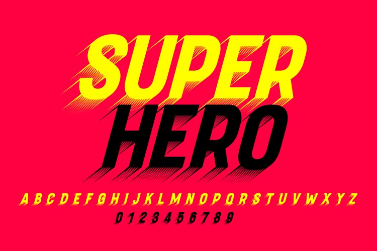 Super hero comics style font alphabet letters vector image