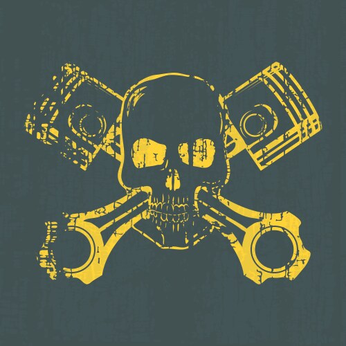 Skull Pistons T-Shirt Graphic Vector Image