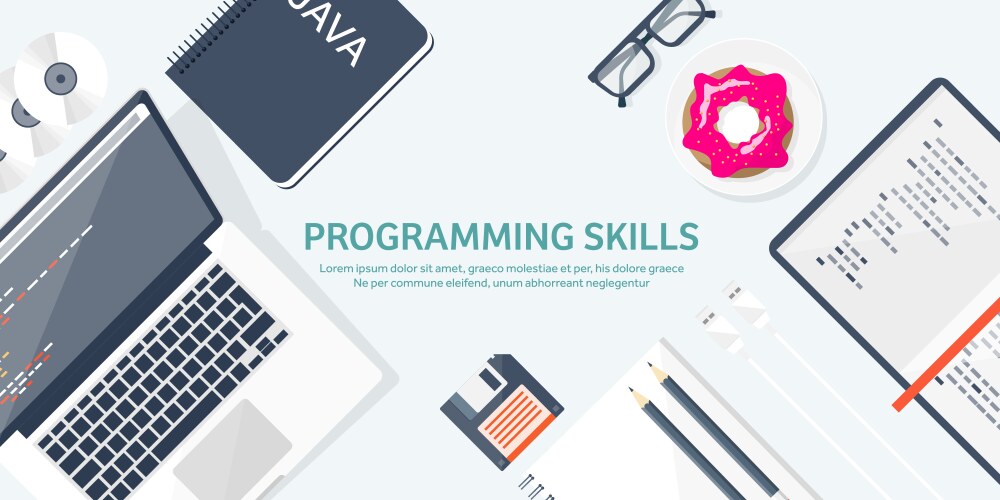 Programmingcoding flat computing background vector image