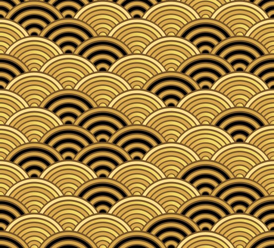 gold seigaiha luxurious japanese wave pattern vector image