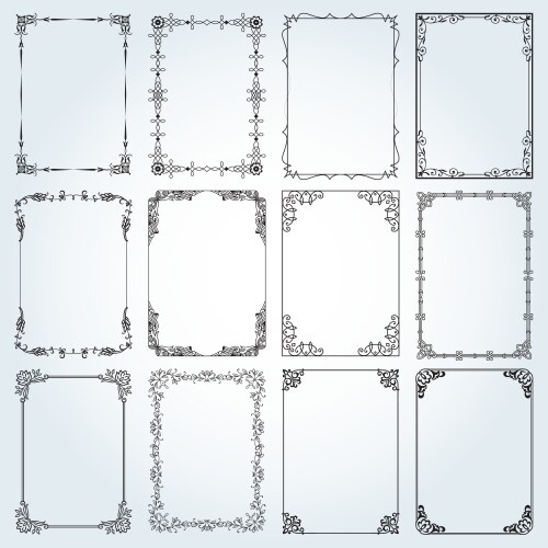 Decorative Frames And Borders Rectangle Set 5 Vector Image