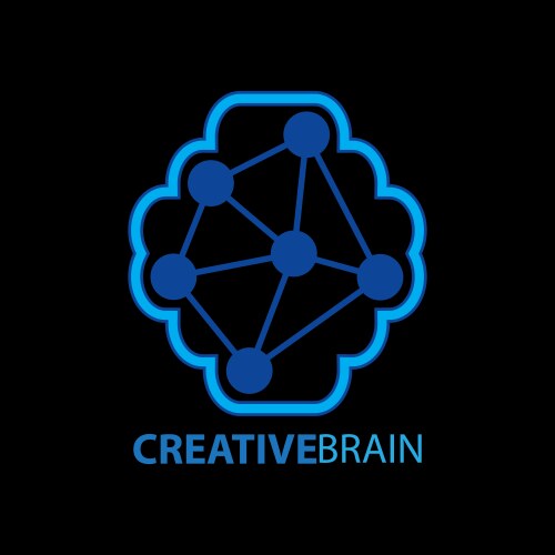 Ai digital brain concept blue icon or logo element